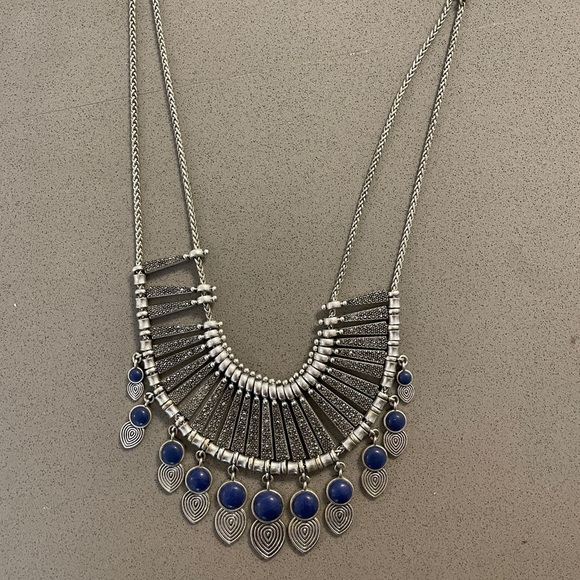 Lucky Brand Silver Necklace with Blue Gems - Picture 1 of 4